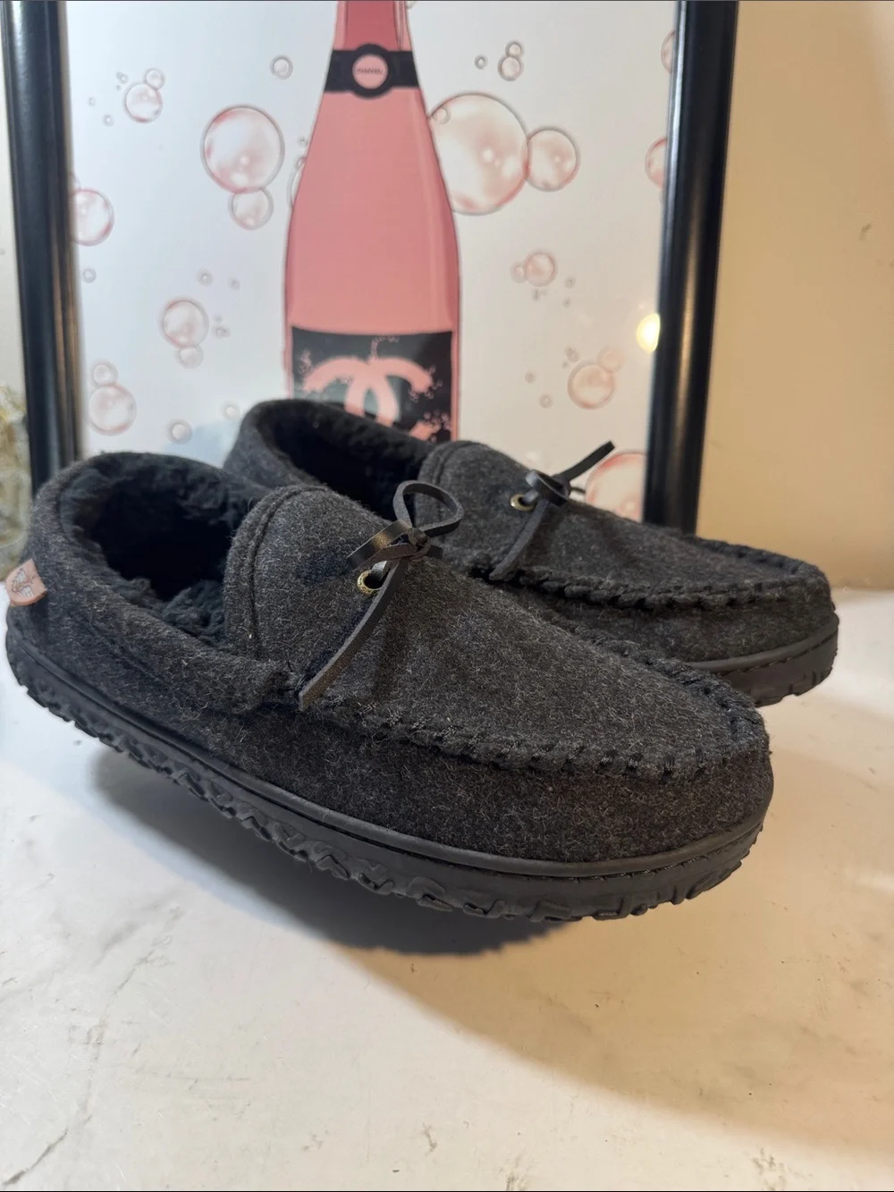 NWOT Dockers Men’s Faux Wool Boater Moc Slip-On Slippers - Size 10